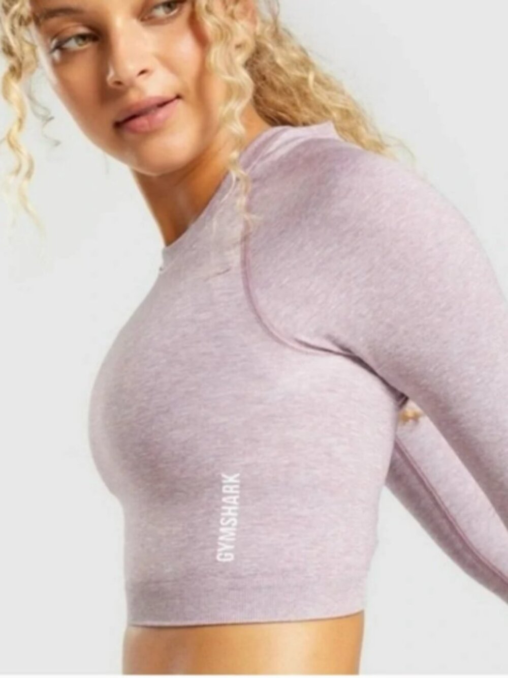 Gymshark Adapt Marl Seamless Long Sleeve Crop Top Light Purple size Medium